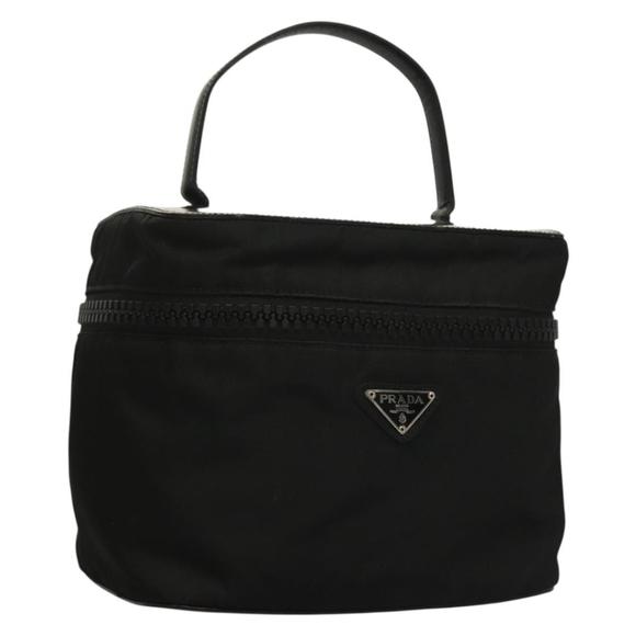 PRADA Vanity Pouch Nylon Black Silver Auth bs28228 - Picture 1 of 16